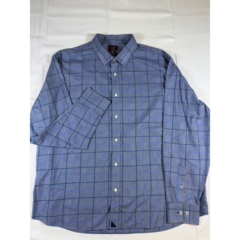 UNTUCKit Ortman WF Navy Blue Plaid Relaxed Fit Cotton Shirt Mens XXXL 40780
